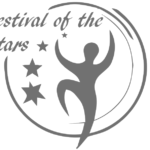 2018 Festival of the Stars Logostylised person dancing in a circle surrounded by stars with script writing saying festival of the stars